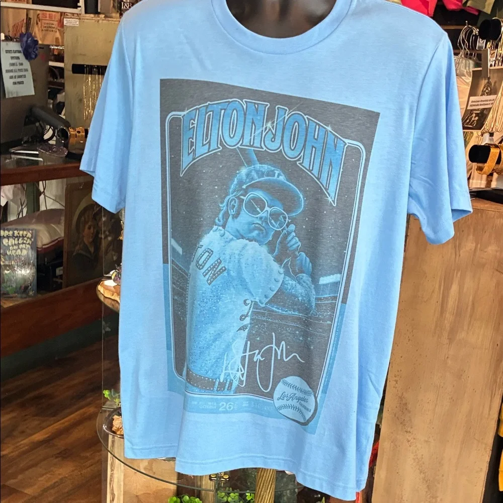 T-shirt Hatman's Originals luxury Tee Elton John Blue Graphic Tee - Picture 2 of 4